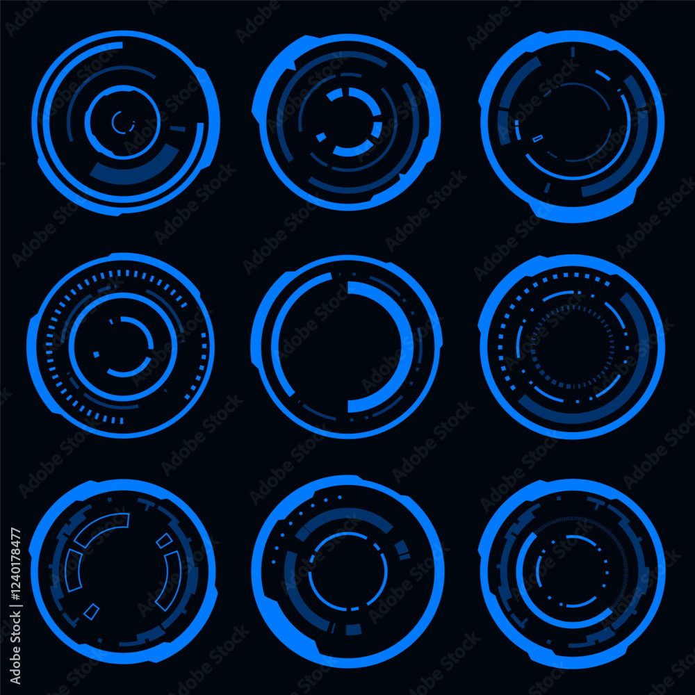 Poster hud circle frame technology futuristic interface element.