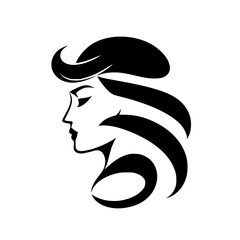 Elegant Woman Profile: Black and White Minimalist Art.  A stylish and modern illustration of a woman's face, perfect for fashion, beauty, or design projects.