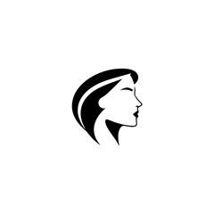 Elegant Woman Profile: Minimalist Black and White Vector Art.  Perfect for fashion, beauty, and design projects.  A simple yet stylish graphic illustration.