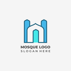 Elegant Semi Lineart Mosque Dome Logo 