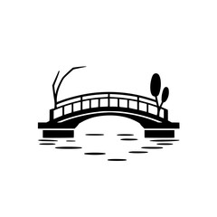 Serene Bridge: A Minimalist Black and White Landscape Design. Perfect for nature lovers and architecture enthusiasts. Simple, elegant, and symbolic.