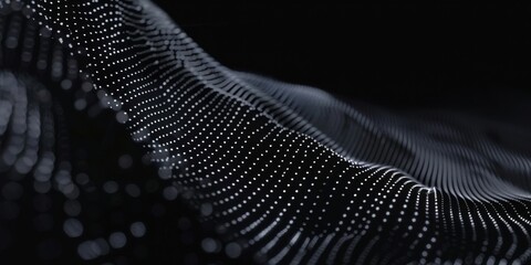 A sophisticated minimalist composition on a solid black backdrop, Centralized fine radiating lines and subtle dot clusters, Contemporary minimalist style