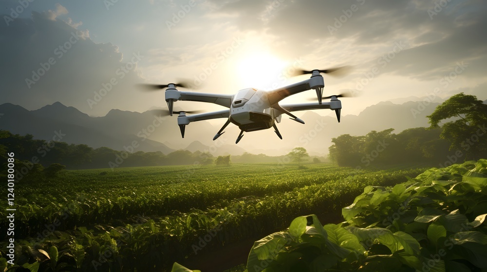 Aufkleber advanced drone technology equipped with ai powered sensors closely monitoring crops and farmland con