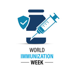 World Immunization Week is an annual global event celebrated every last week of April to highlight the importance of vaccines in protecting people. Stethoscope and Earth, syringe, vaccine.Vector eps10