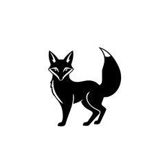 Majestic Fox Silhouette: Elegant Black and White Animal Vector Graphic