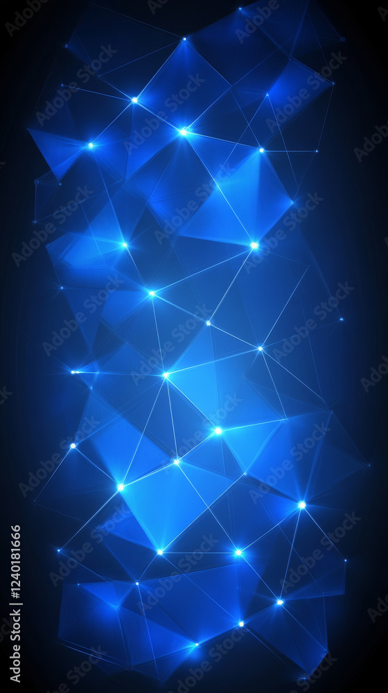 Aufkleber abstract blue geometric pattern with glowing lines and nodes