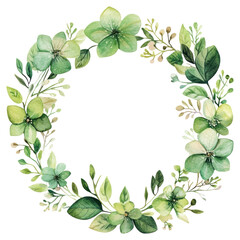 PNG Summer color tone green flowers circle frame wreath illustration watercolor.