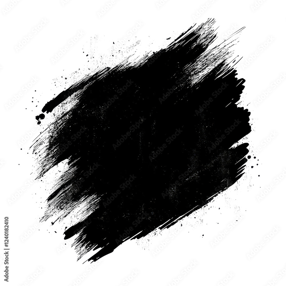Poster hand drawn black badge brush design with transparent background suitable for various creative projec