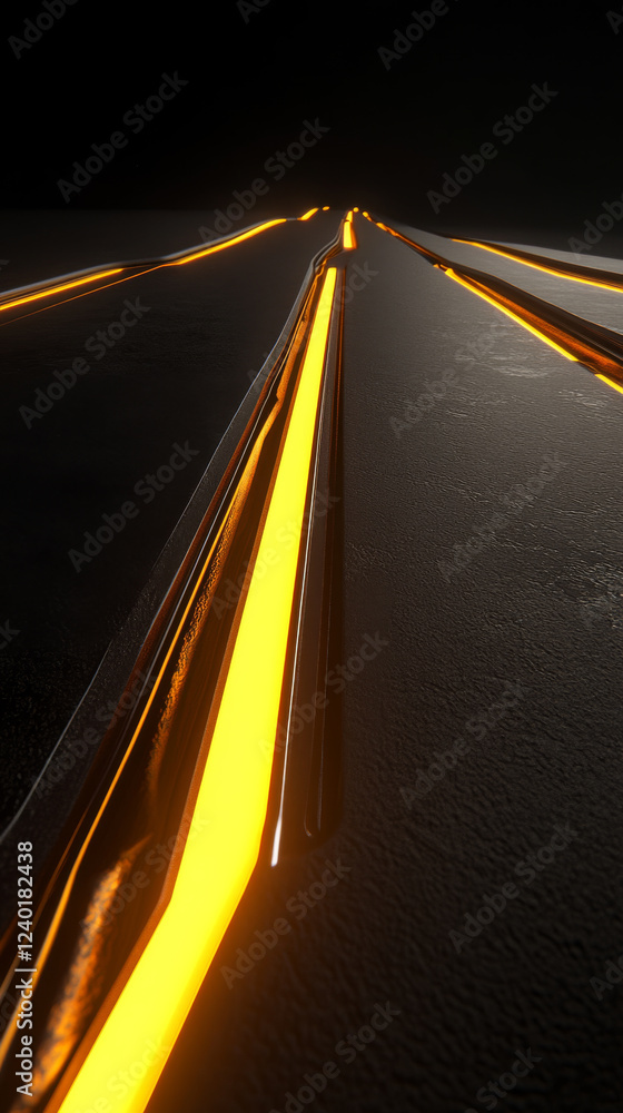 Poster futuristic glowing lines on dark surface create dynamic visual