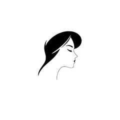 Elegant Woman Profile: Minimalist Black and White Beauty Illustration.  A simple yet stylish graphic design, perfect for fashion, beauty, and profile images.