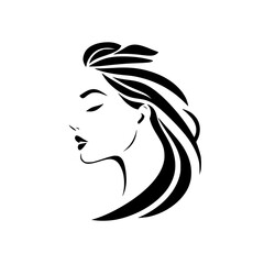 Elegant Woman Profile: A Black and White Beauty Vector Illustration.  Perfect for fashion, beauty, and cosmetics branding.
