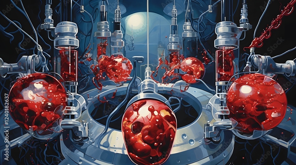 Poster conceptual image showcasing the dark side of biotechnology and bioethical challenges associated with