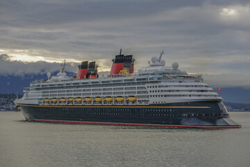 Modern family only cruiseship cruise ship liner Wonder in Vancouver, Canada BC before or after...