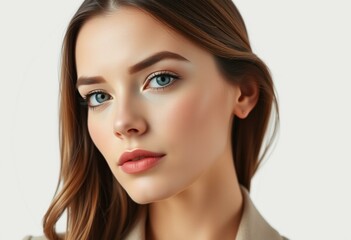 Naklejka premium Female portrait on white background
