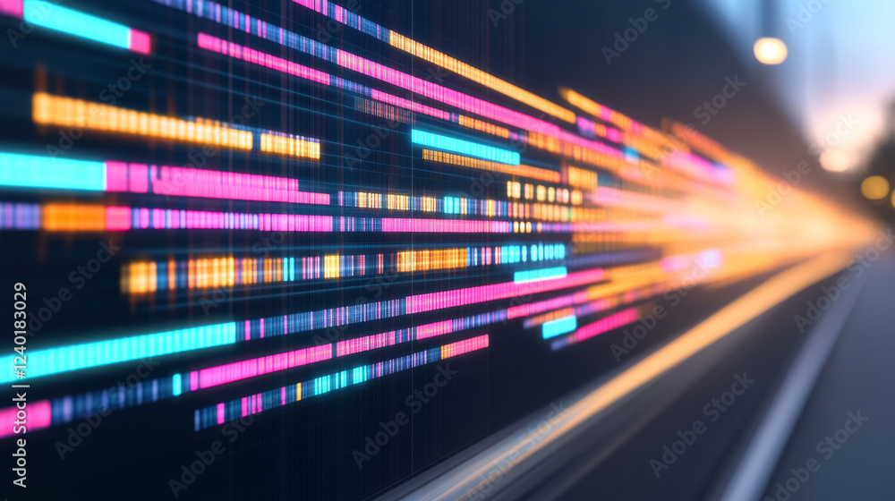 Poster colorful digital lines create dynamic technology background