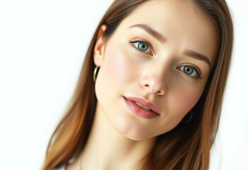 Obraz premium Serene female portrait on white background