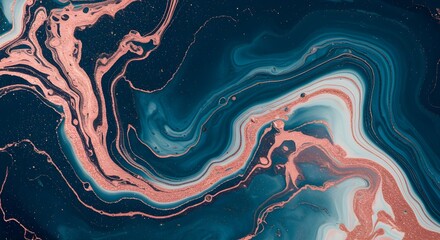 Mármol giratorio azul y dorado rosa, fondo de lujo