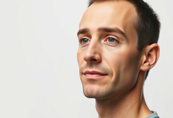 Obraz premium Male portrait with calm expression on white background