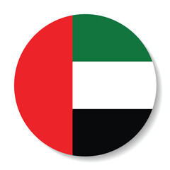 United Arab Emirates circle flag. Flag of the United Arab Emirates. Flag icon. Standard color. Circle icon flag. 3d illustration. Computer illustration. Digital illustration. Vector illustration.