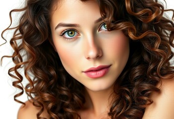 Fototapeta premium Photorealistic female portrait on white background