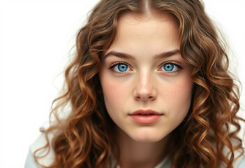 Fototapeta premium Female portrait on white background