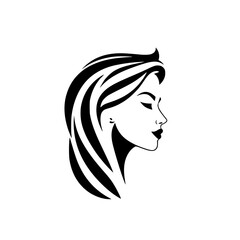 Elegant Woman Profile: A Stylish Black and White Vector Portrait.  Minimalist Art, Fashion Design, Beauty Illustration.