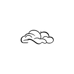Cloud illustration, simple vector graphic, nature design. Perfect for weather apps, websites, and presentations. Minimalist style, clean lines, and white background.