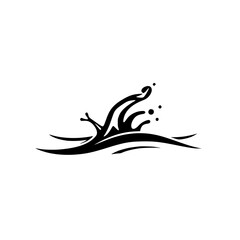 Water Splash: Dynamic Wave Abstract Design.  A minimalist and elegant graphic symbol of flowing water, perfect for nature-themed projects or designs needing a clean, modern aesthetic.