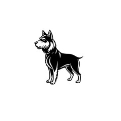Obraz premium Majestic Dog Silhouette: Elegant Black and White Canine Portrait. Perfect for pet lovers, animal enthusiasts, and logo design. A captivating image showcasing the beauty of a dog.
