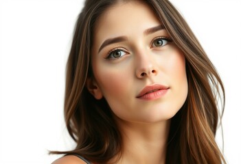 Photorealistic female portrait isolated on white background