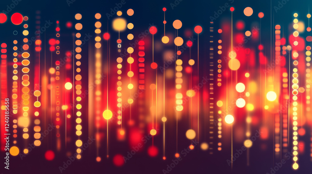 Aufkleber abstract digital background with colorful glowing dots and lines