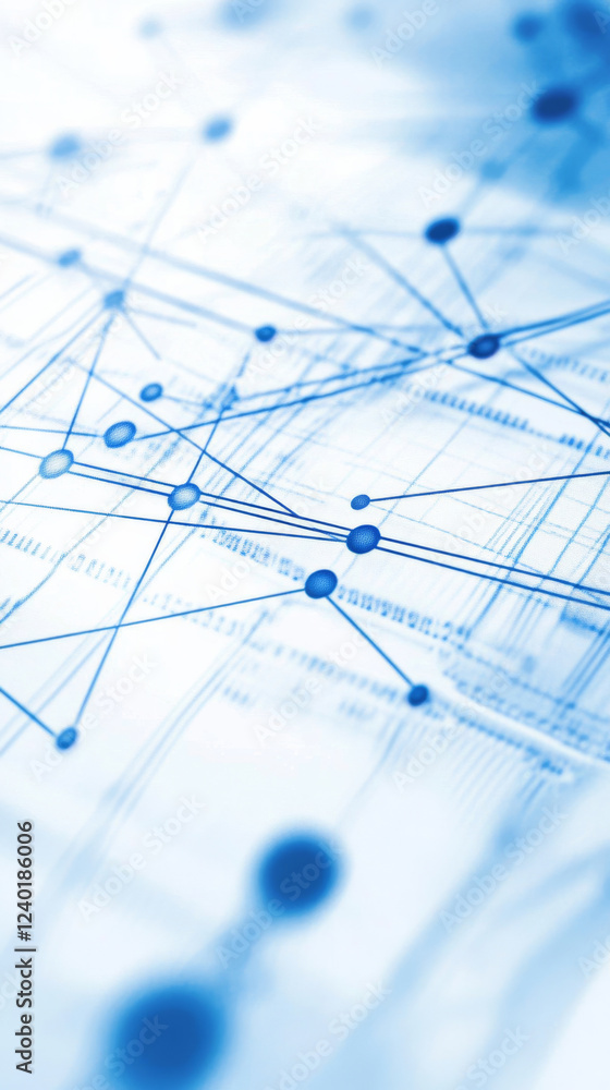 Poster abstract blue technology background with connected lines and dots