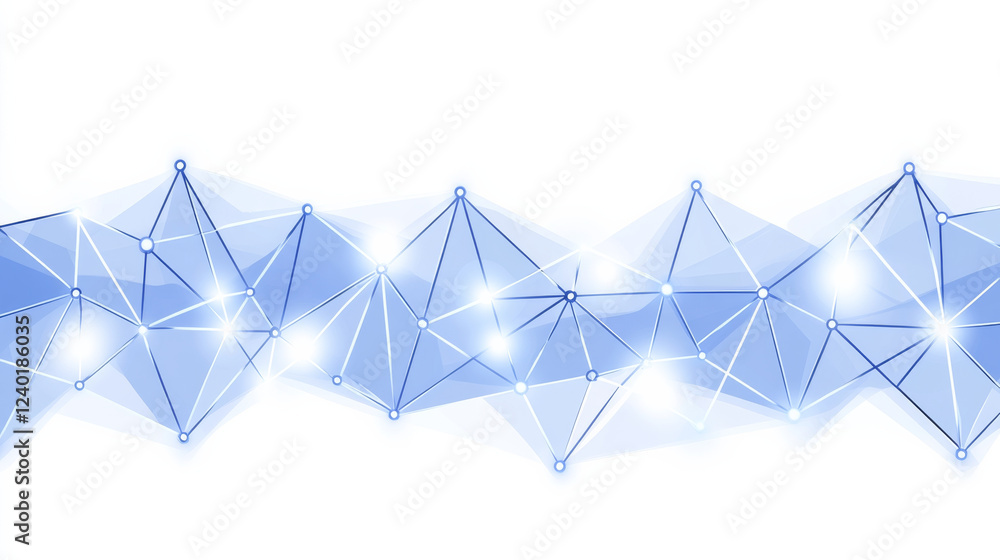 Aufkleber abstract blue geometric network with glowing nodes and lines