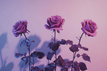 pink rose on a blue background