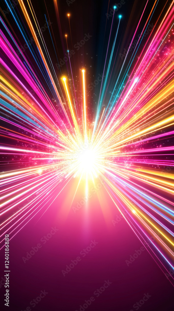 Aufkleber vibrant burst of colorful light beams creating dynamic background