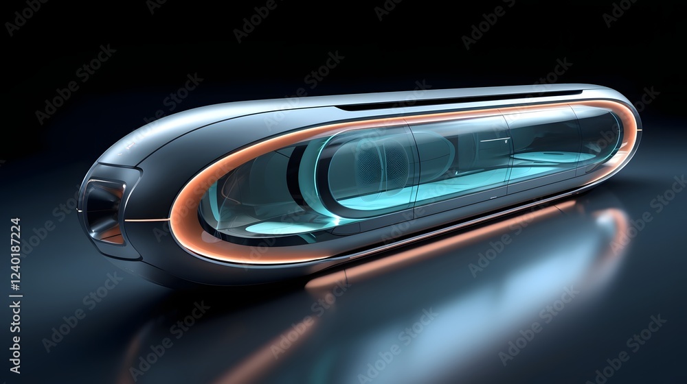 Poster sleek and innovative hyperloop style capsule concept designed for high speed efficient and sustainab