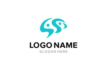 Human Brain Shape Logo Design Inspiration.