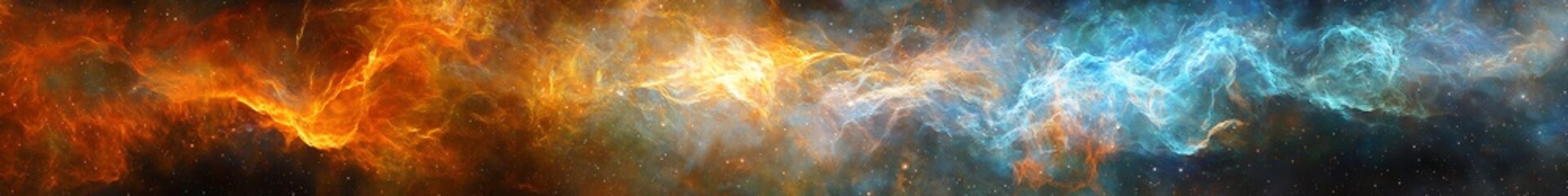 Obraz premium Fiery, icy nebula swirls. Cosmic background. Abstract art