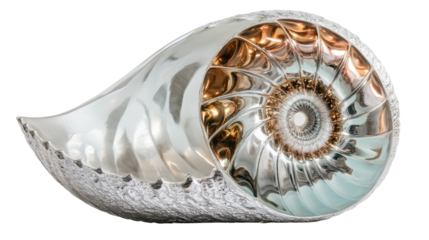 Spiral seashell on a white background showcasing natural texture and shape