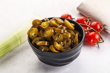 Sliced canned jalapeno pepper