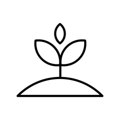 plant line icon design growing in soil. This plant is green and looks leafy. Growth and life concept isolated white editable background.