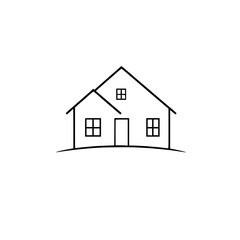 Simple House Line Art: Minimalist Home Design Illustration. Perfect for real estate, architecture, and home design projects.