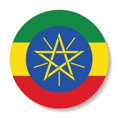 Fototapeta premium Ethiopia flag. Button flag icon. Standard color. Circle icon flag. Computer illustration. Digital illustration. Vector illustration.