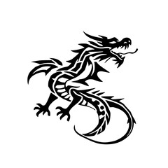 Tribal Dragon Tattoo Design: A Majestic Mythical Creature in Black and White Ink. Perfect for tattoo art lovers and fantasy enthusiasts.