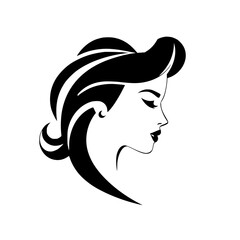 Elegant Woman Profile: A Stylish Black and White Hair and Beauty Illustration
