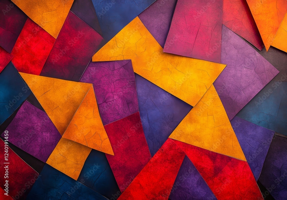 Aufkleber Abstract geometric background with textured colorful shapes.