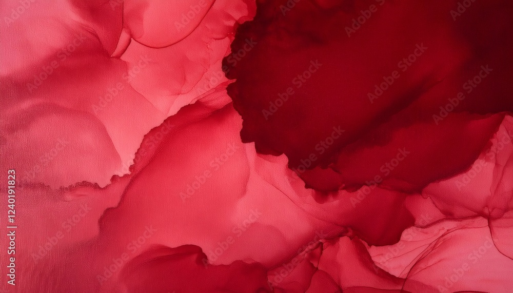 Aufkleber red watercolor abstract background with alcohol ink technique creating fluid art