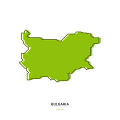Bulgaria Outline Map with Green Colour. Modern Simple Line Cartoon Design - EPS 10 Vector