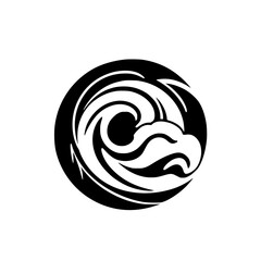 Abstract Wave Circle Design: Monochrome Vector Graphic, Perfect for Logos, Illustrations, and Visual Branding