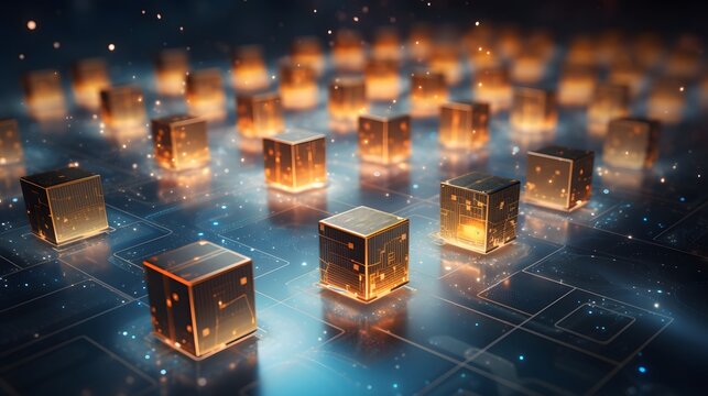 Captivating visualization of a quantum computing concept featuring abstract digital energy patterns and geometric shapes